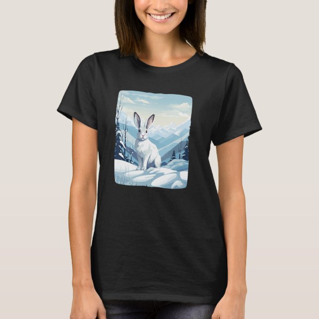 Coole Schneeberge mit Kaninchen für Schnee T-Shirt (Vorderseite)
