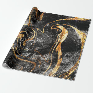 Coole Schwarz-Gold-Marmortextur Geschenkpapier