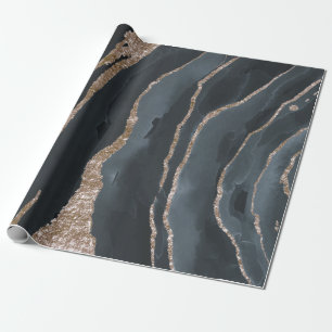 Coole Schwarz-Gold-Marmortextur Geschenkpapier