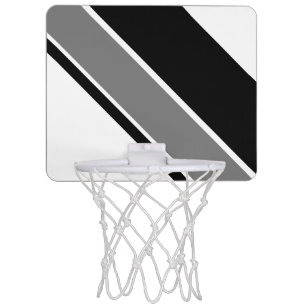 Coole schwarz-graue Diagonalstreifen auf Weiß Mini Basketball Netz