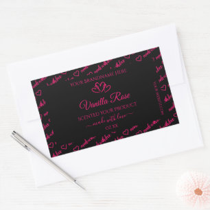 Coole schwarz-rosa Word-Cloud-Produktetiketten Her Rechteckiger Aufkleber
