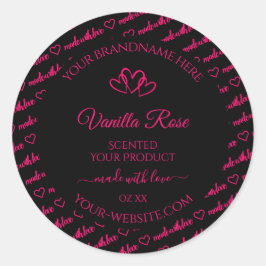 Coole schwarz-rosa Word-Cloud-Produktetiketten Her Runder Aufkleber