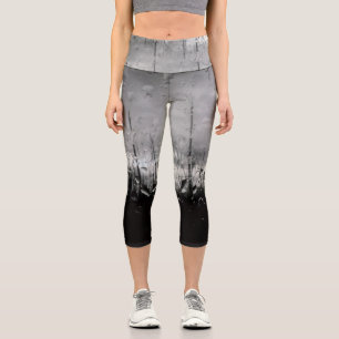Coole Schwarz-Weiß-Wassertropfen Capri Leggings