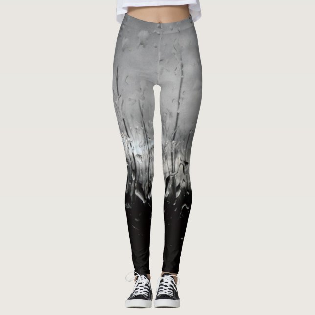 Coole Schwarz-Weiß-Wassertropfen Leggings (Vorderseite)