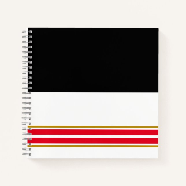 Coole, Schwarz-weiße, helle rote Streifen Notizbuch (Vorderseite)