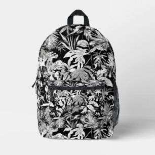 Coole Schwarz-weiße, moderne Tropenleaf-Drucktasch Bedruckter Rucksack