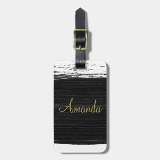Coole Schwarz-weiße Pinselstriche mit Wasserfarbe, Gepäckanhänger