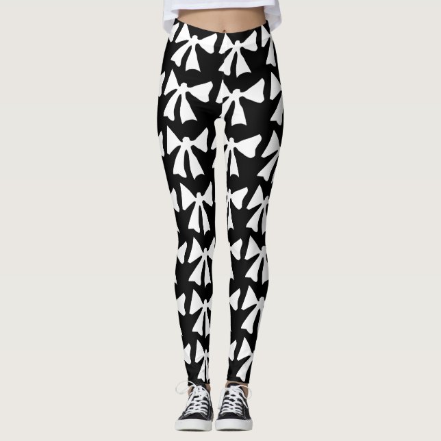 Coole Schwarze Bogen Leggings (Vorderseite)