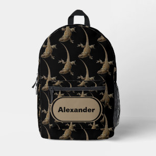 Coole schwarze Eidechsen-Monogramm-Name-Rucksack Bedruckter Rucksack