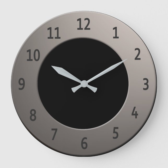 Coole Schwarze Farbziffern auf Silver Frame Große Wanduhr (Vorderseite)