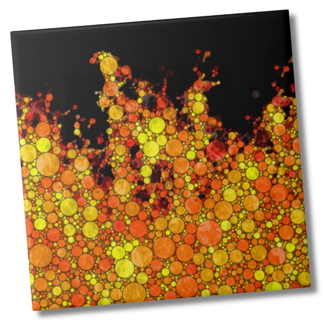 Coole Schwarze Flammen Fliese (Bright Modern Abstract Black Yellow Fire Flames Ceramic Tile)