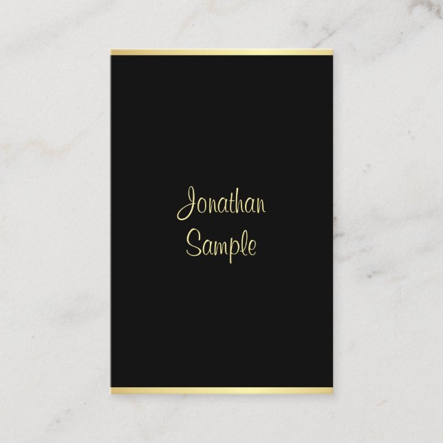 Coole Schwarze Gold Handschrift Personalisiert Visitenkarte (Vorderseite)