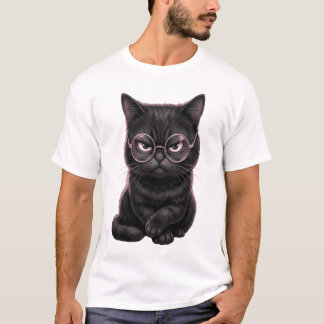 Coole schwarze Katze mit Brille Süßes Haustier T-S T-Shirt