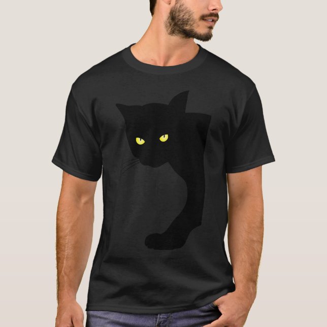 Coole schwarze Katze mit hellgelben Augen T-Shirt (Vorderseite)