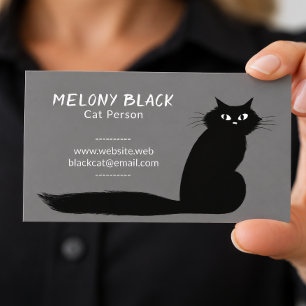 Coole schwarze Katze mit langem Schwanz Lustige Visitenkarte