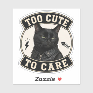 Coole schwarze Katzen-Vinyl-Aufkleber | Zu süß, um Aufkleber