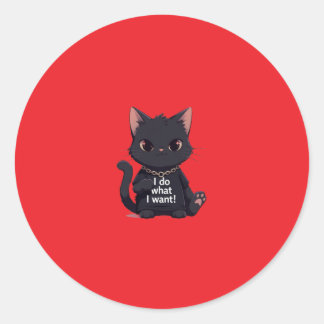 Coole schwarze Katzenaufkleber Runder Aufkleber