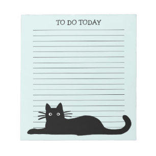 Coole schwarze Kitty-Katzen-Gewohnheit gezeichnet Notizblock