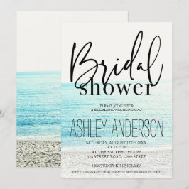 Coole schwarze Typografie Beach Foto Brautparty Einladung