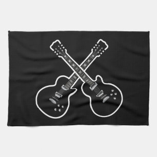 Coole schwarze u. weiße Gitarren Handtuch
