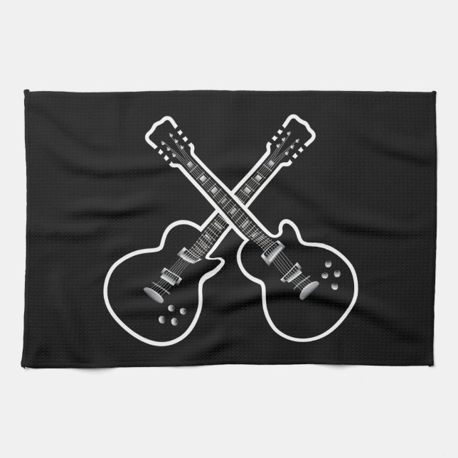 Coole schwarze u. weiße Gitarren Handtuch (Horizontal)