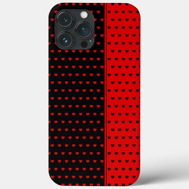 Coole schwarze und rote Polka-Punkte/ Herz-Muster Case-Mate iPhone Hülle (Rückseite)