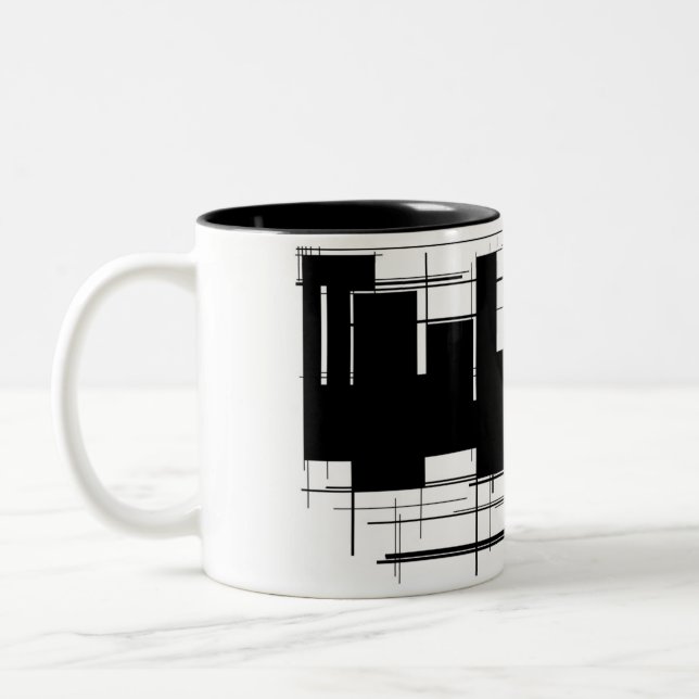 Coole Schwarzweiss-Entwurfs-Kaffee-Tasse/Schale Zweifarbige Tasse (Links)