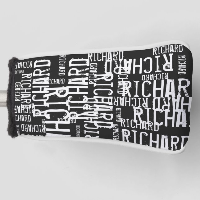 coole schwarzweiße Typografie (Namensmuster) Golf Headcover (Vorderseite)