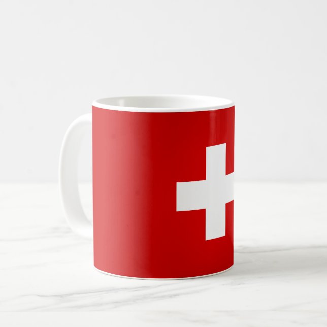 Coole Schweizer Flagge Kaffeetasse (Vorderseite Links)