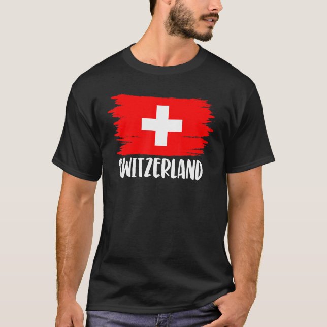 Coole Schweizer Flagge T-Shirt (Vorderseite)