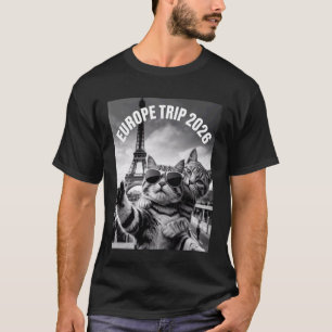 Coole Selfie-Katze Reist Europa-Trip 2026 Frankrei T-Shirt