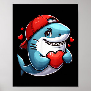 Coole Shark Valentines Jungen Herztag Paar Kinder  Poster