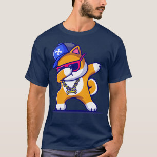 Coole Shiba-Inu-Dog-Dabbing und Tragen von Hut und T-Shirt