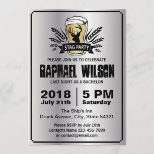 Coole silberne Bier-Gerste-Junggesellen-Abschiedsp Einladung