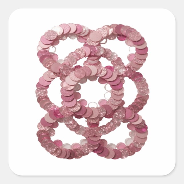 Coole Silberne PINK SEQUINS Quadratischer Aufklebe Aufkleber (Vorderseite)