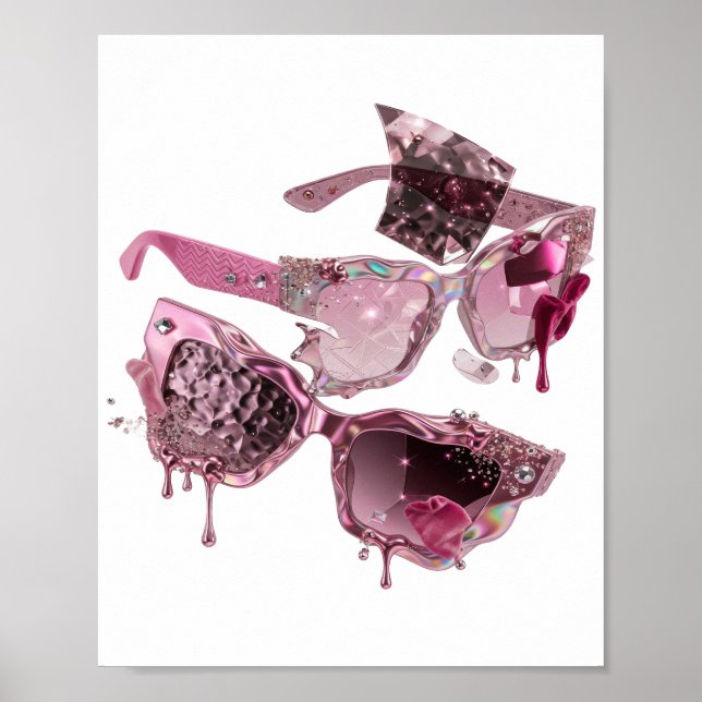 Coole Silberne ZERBROCHENE GLAS SONNENBRILLE Fette Poster (Vorne)