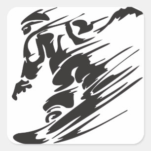 Coole Silhouette Snowboarden Mountain Stickers