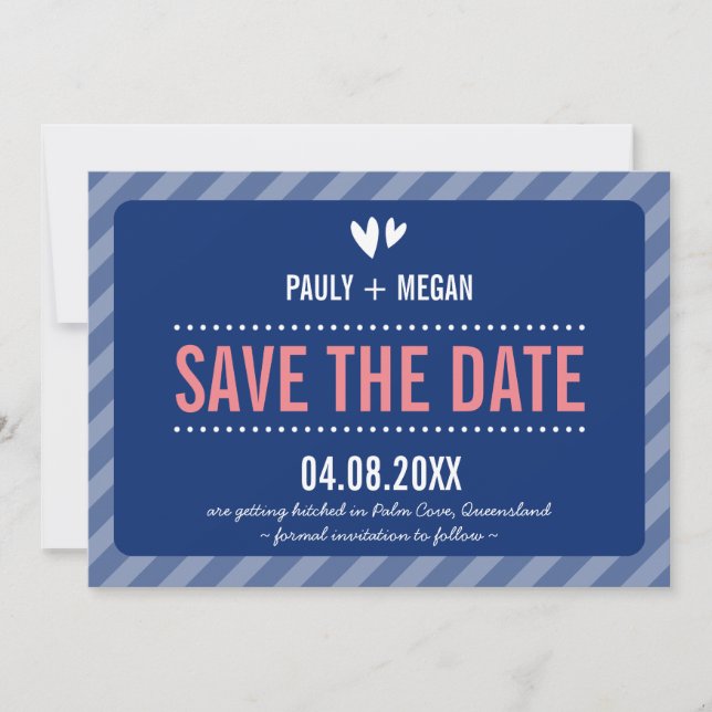 COOLE SIMPLE SAVE THE DATE schlichte Marinekoralle (Vorderseite)