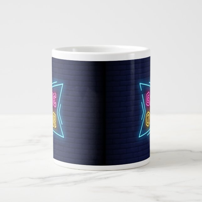 Coole simulierte Neon-GAME-OVER-Leuchte Jumbo-Tasse (Vorderseite)