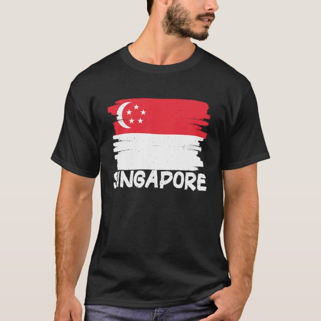 Coole Singapur-Flagge T-Shirt (Vorderseite)