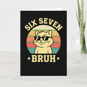 Coole Six Seven Bruh Katze Sarkastische Retro-Tier Karte