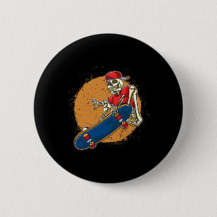 Coole Skateboard Kunst Skelett Skateboarding Kickf Button