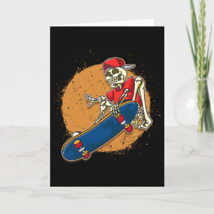 Coole Skateboard Kunst Skelett Skateboarding Kickf Karte