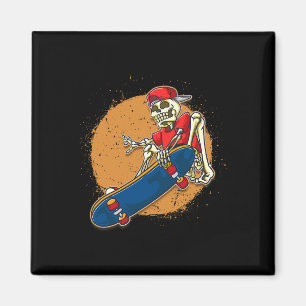 Coole Skateboard Kunst Skelett Skateboarding Kickf Magnet