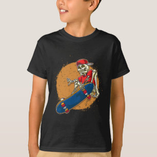 Coole Skateboard-Kunst Skelett Skateboarding Kickf T-Shirt