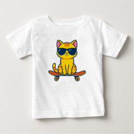 Coole Skateboarding-Katze mit Sonnenbrille Cartoon Baby T-shirt