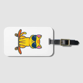 Coole Skateboarding-Katze mit Sonnenbrille Cartoon Gepäckanhänger