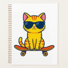Coole Skateboarding-Katze mit Sonnenbrille Cartoon Planer