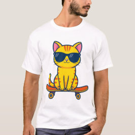 Coole Skateboarding-Katze mit Sonnenbrille Cartoon T-Shirt