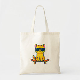 Coole Skateboarding-Katze mit Sonnenbrille Cartoon Tragetasche